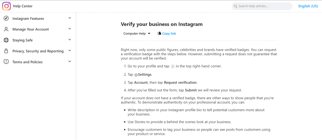 Instagram Verification