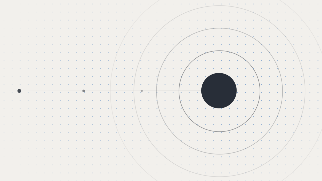Abstract illustration of concentric rings radiating from a central node, representing expanding AI marketing reach and visibility